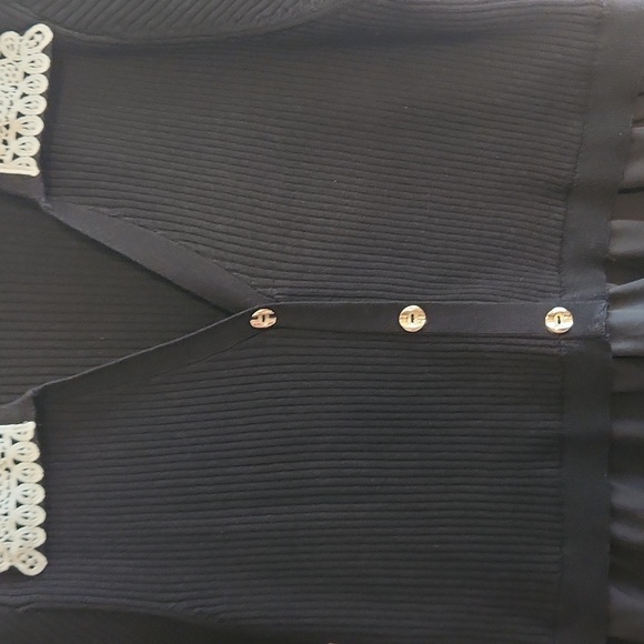 Nannette Black Midi Tiered Dress with White Lace Collar sz XL - Picture 5 of 11